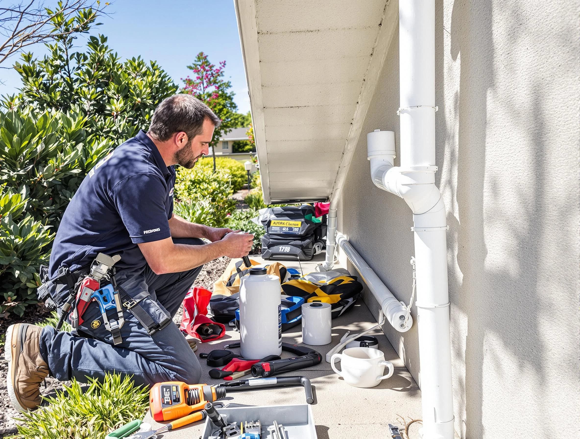 Cleveland Heights Roofing Company expert fixing a downspout in Cleveland Heights, OH