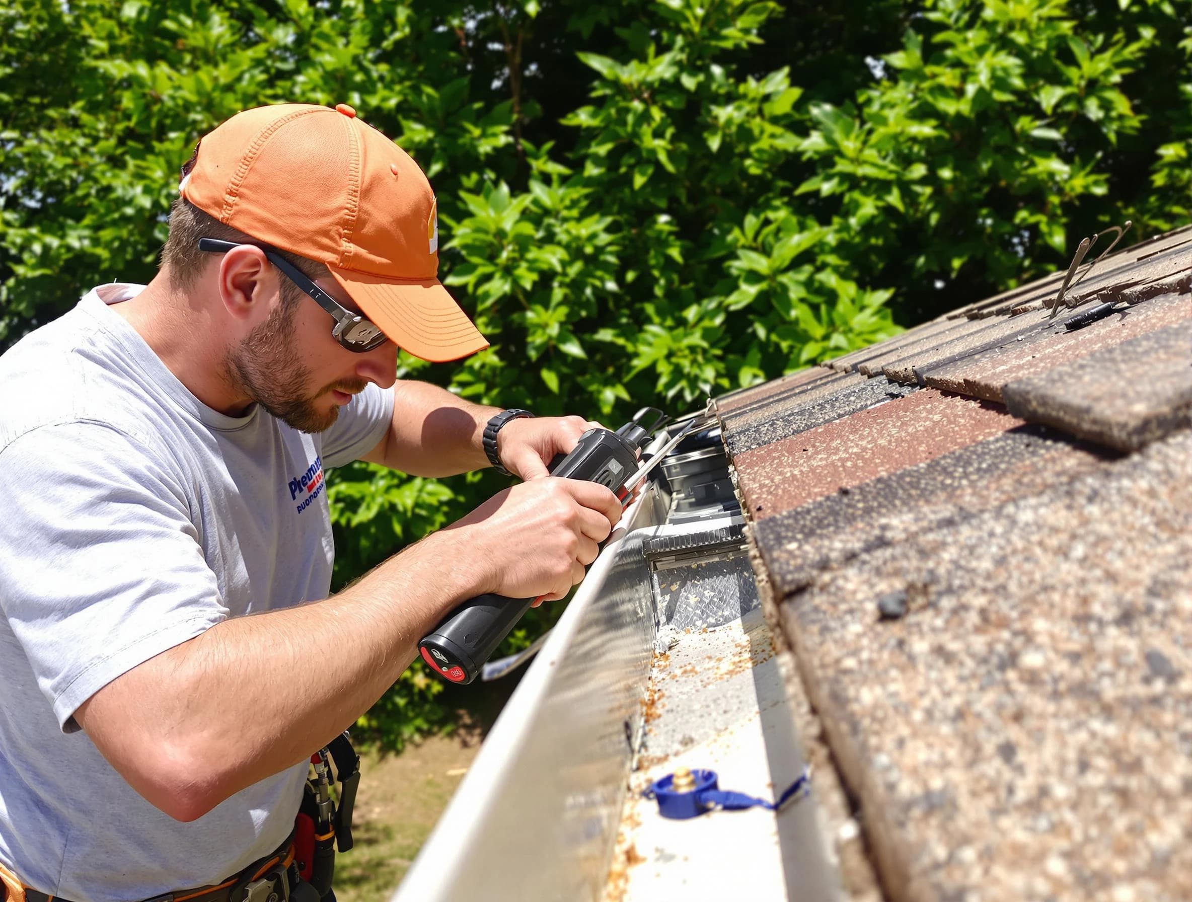 Cleveland Heights Roofing Company specialists conducting a gutter repair in Cleveland Heights, OH