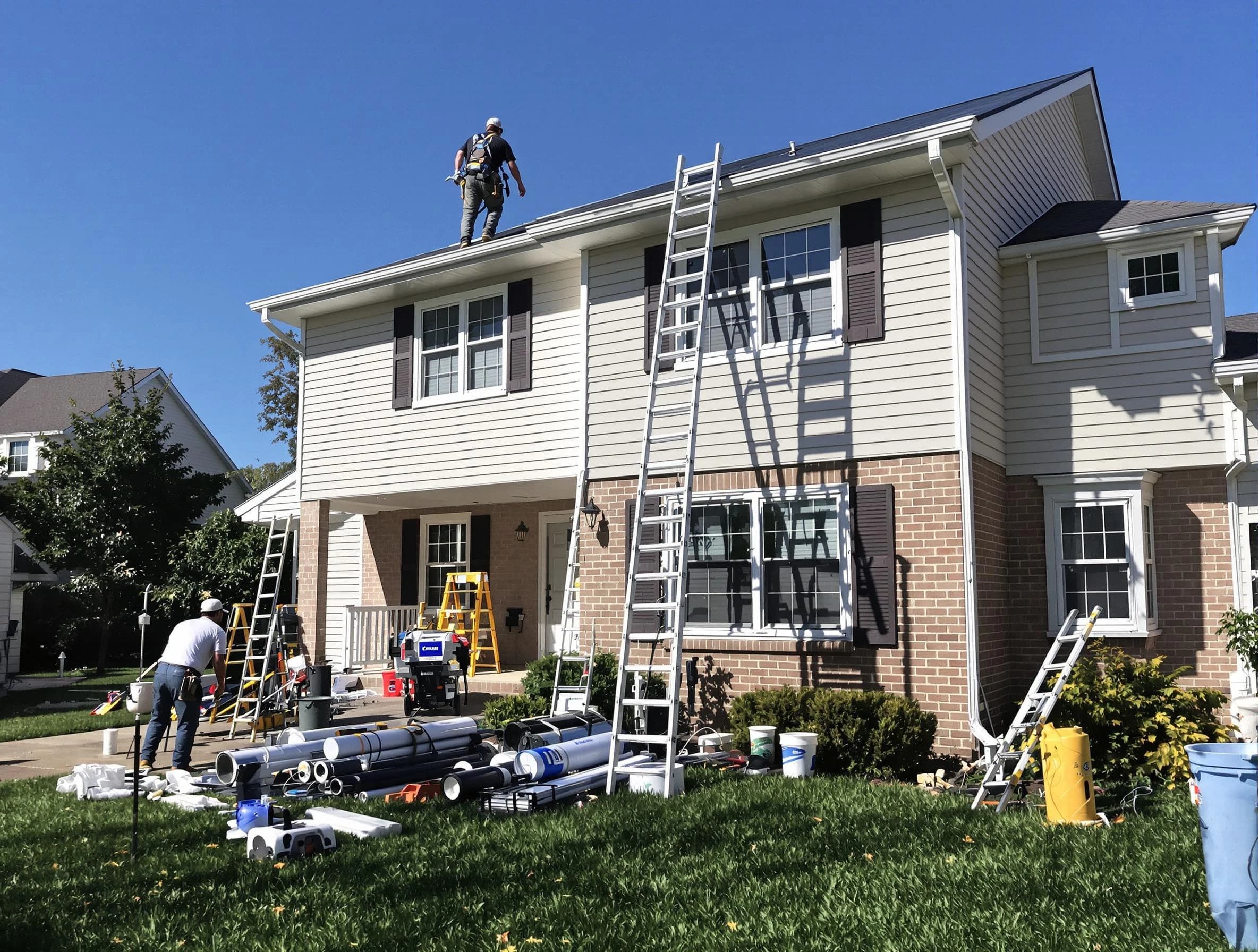 Cleveland Heights Roofing Company completing a gutter replacement in Cleveland Heights, OH