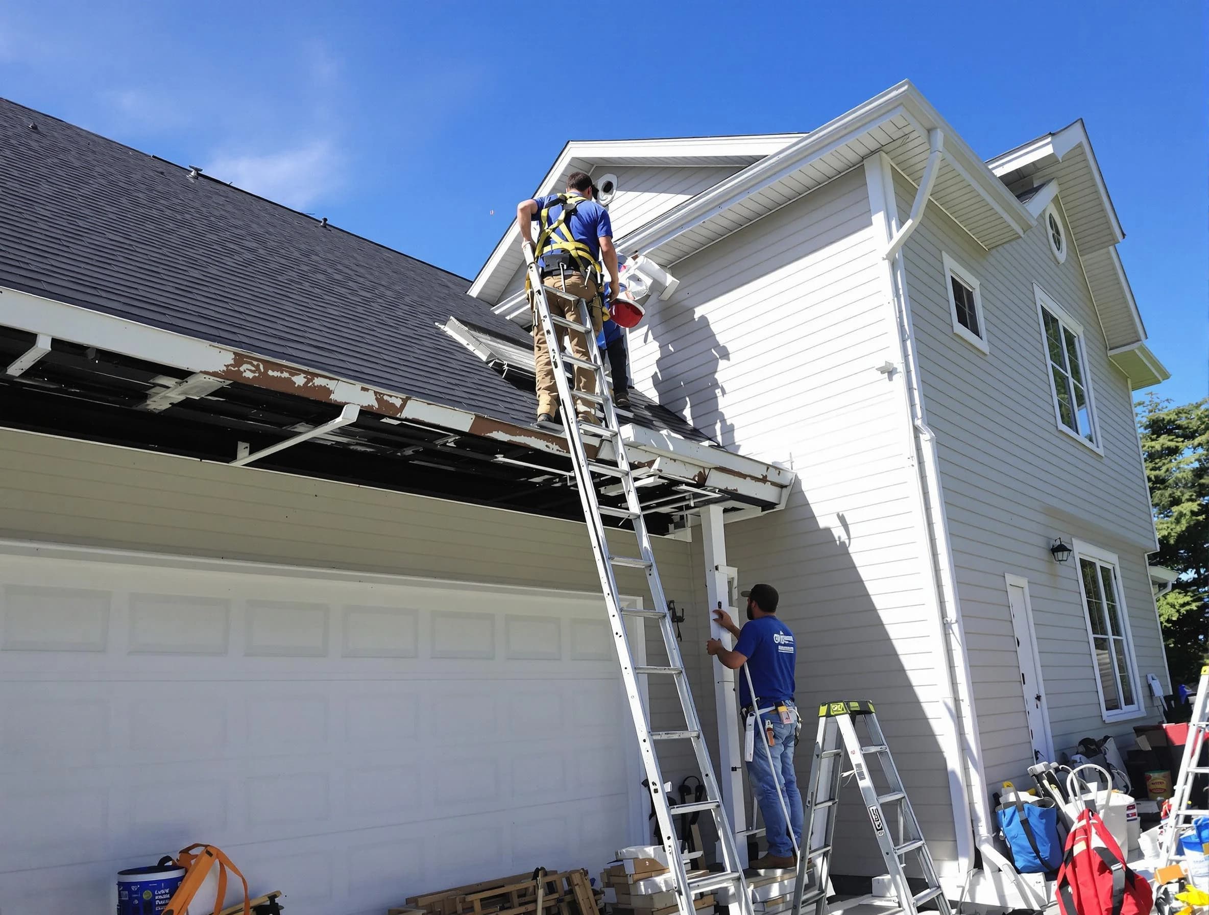 Newly replaced gutters by Cleveland Heights Roofing Company in Cleveland Heights, OH