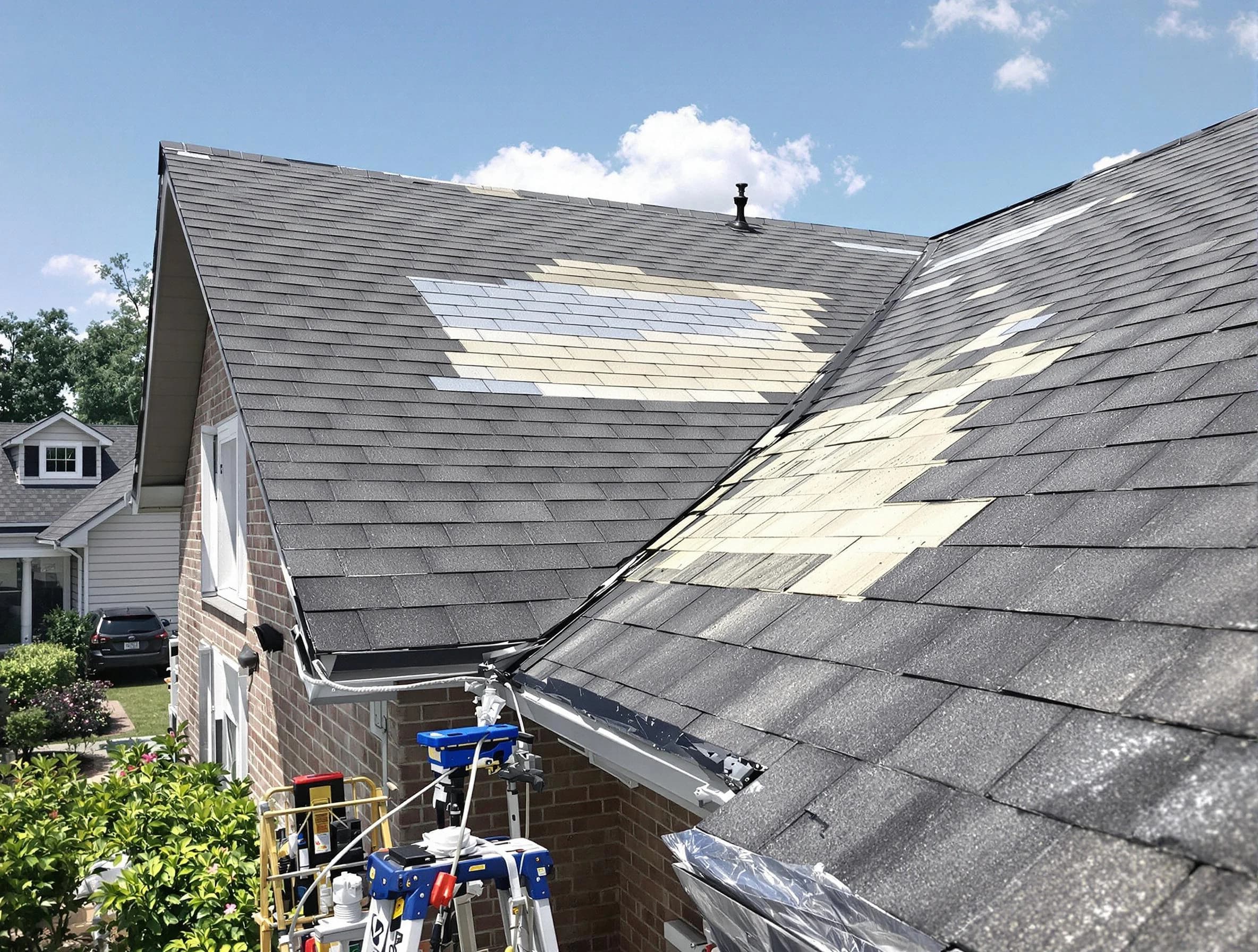 Close-up of roof repairs by Cleveland Heights Roofing Company in Cleveland Heights, OH