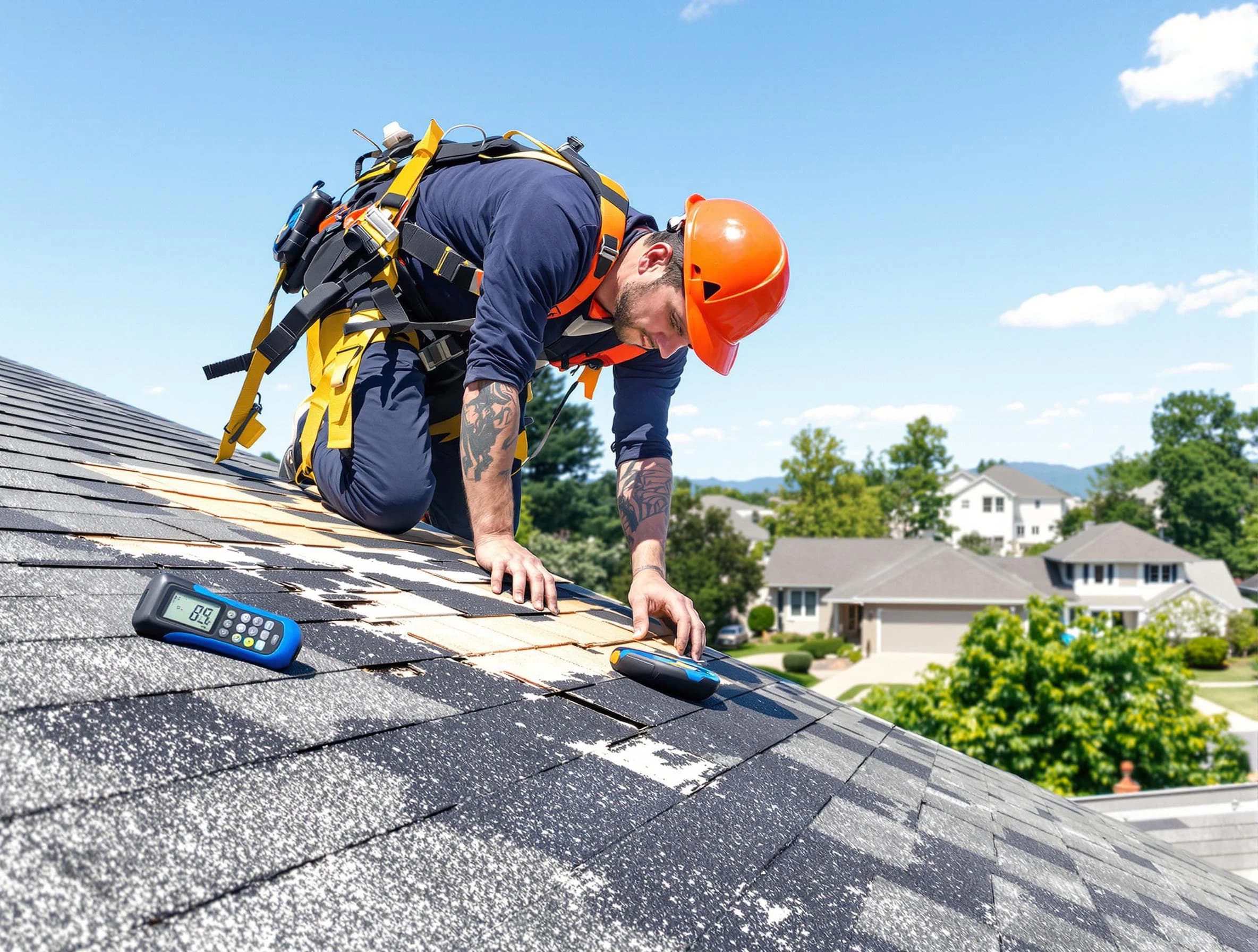 Cleveland Heights Roofing Company professional performing roof repairs in Cleveland Heights, OH